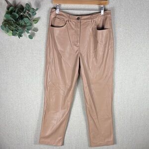 The Drop > Camel Faux Leather Straight Leg Pants 30